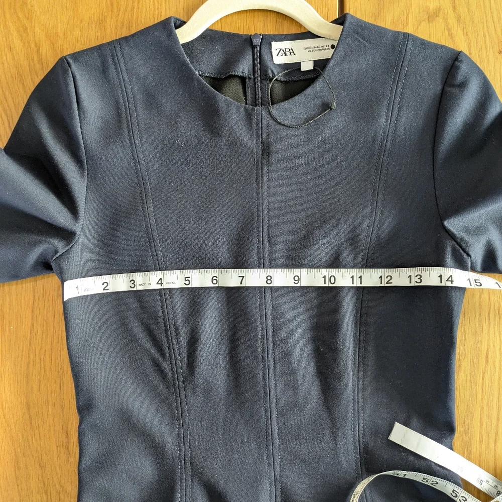 NWOT Zara Elegant Blue Short Sleeve Dress - Picture 7 of 8